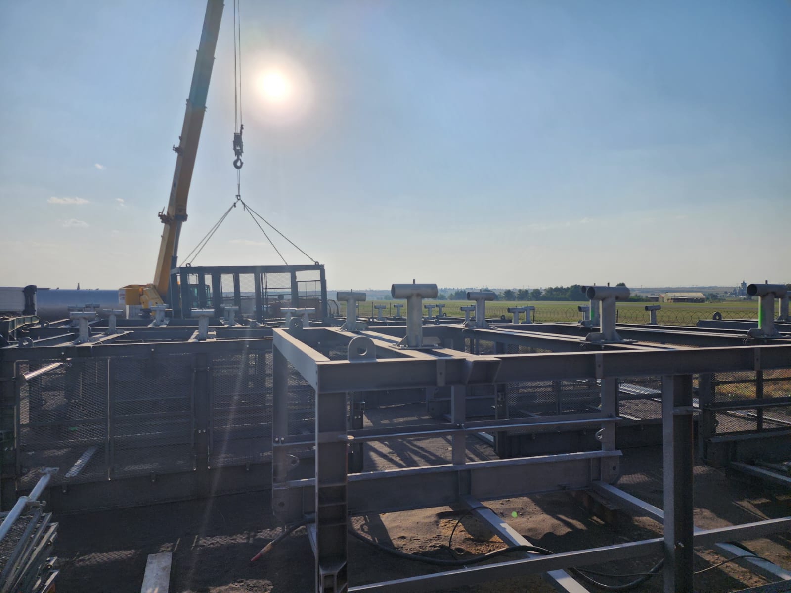 Steel structure construction in progress